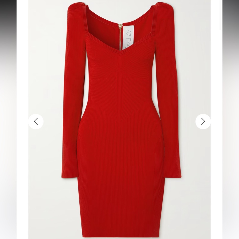 NWT MSRP $1280 AZ FACTORY MyBody Red Ribbed Stretch-Knit Dress - Size XXL